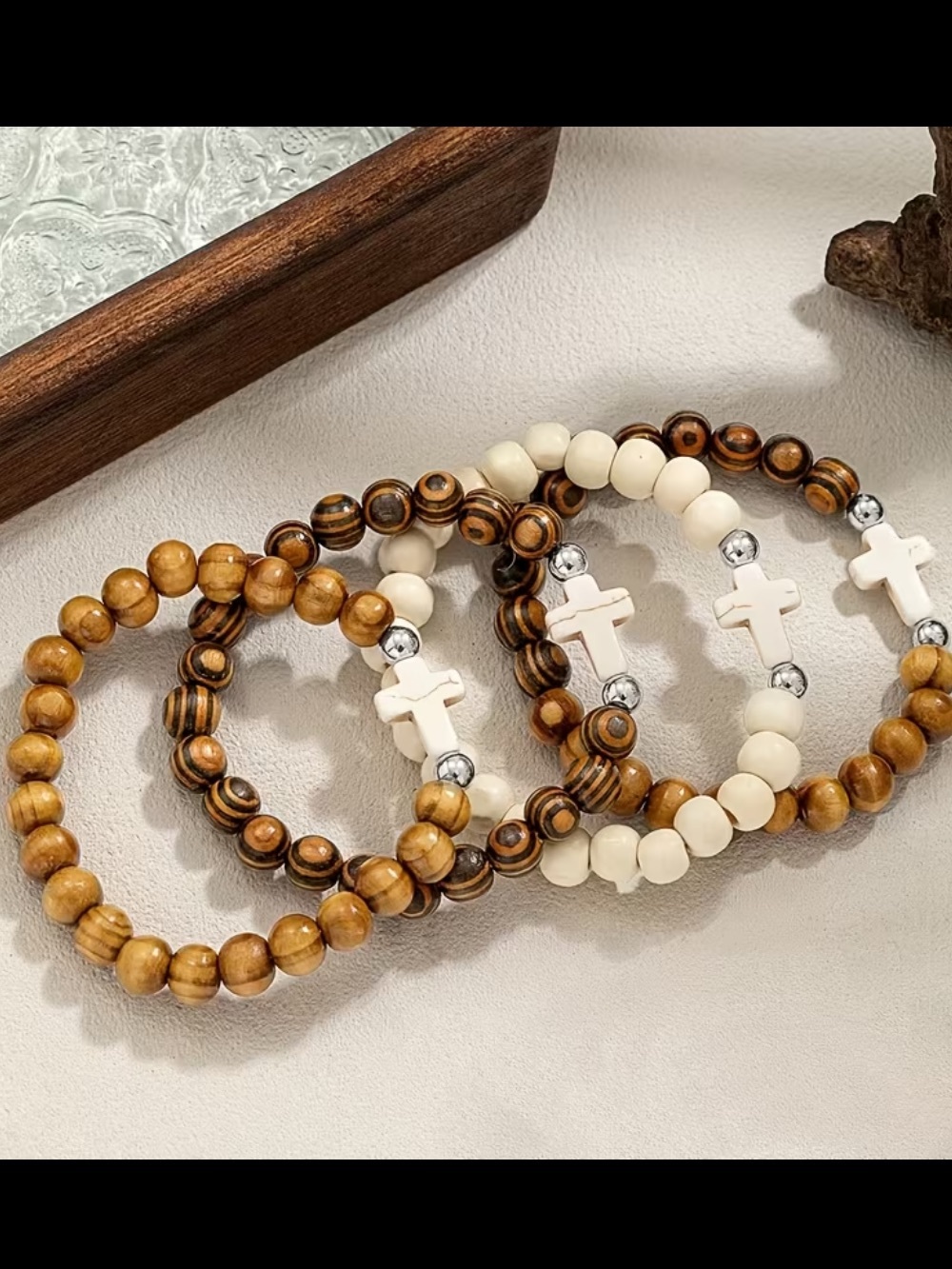 One Random Multi-Strand Beaded Cross Bracelet - Picture 4 of 4
